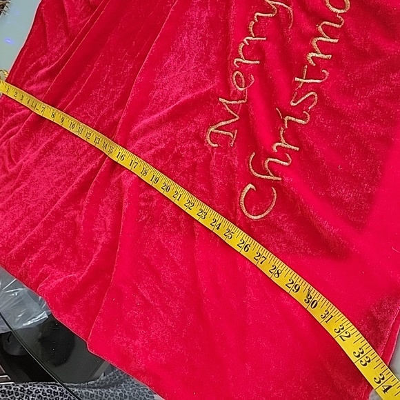 Christmas. Santa's velvet red bag. With bells and golden drawstring. - Picture 5 of 6